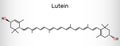 Lutein, xanthophyll molecule. It is type of carotenoid, food additive E161b. Structural chemical formula Royalty Free Stock Photo