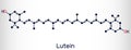 Lutein, xanthophyll molecule. It is type of carotenoid, food additive E161b. Structural chemical formula