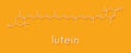 Lutein yellow-orange plant pigment molecule. Used as food and feed additive but also naturally present in many vegetables.