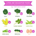 lutein and zeaxanthin foods, info graphic food, fruit and vegetable icon vector Royalty Free Stock Photo