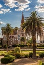 Luteran Christ Church and park with palms in front, Windhoek, Na Royalty Free Stock Photo