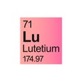 Lutetium chemical element of Mendeleev Periodic Table on pink background. Royalty Free Stock Photo