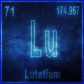 Lutetium chemical element, Sign with atomic number and atomic weight