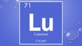 Lutetium chemical element symbol on blue bubble background