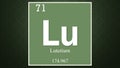 Lutetium chemical element symbol on dark green abstract background Royalty Free Stock Photo