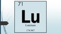Lutetium chemical element symbol on pale blue abstract background Royalty Free Stock Photo