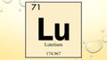 Lutetium chemical element symbol on yellow bubble background Royalty Free Stock Photo
