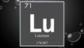 Lutetium chemical element symbol on wide bubble background