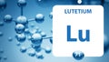 Lutetium Lu, chemical element sign. 3D rendering isolated on white background. Lutetium chemical 71 element for science