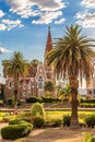 Lutheran Christ Church and park with palms in the front, Windhoek Royalty Free Stock Photo