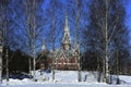 Lutheran Church of neo-Gothic architecture in winter, Joensuu, F Royalty Free Stock Photo