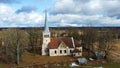 Lutheran church on the outskirts of the Latvian village of Kabile in early April 2023