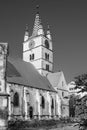 Lutheran church in Sebes, Alba, Romania in black and white Royalty Free Stock Photo