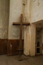 Lutheran metal large cross in the corner of the church