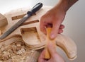 Luthier making an electric guitar