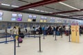 LONDON, ENGLAND - SEPTEMBER 29, 2017: Luton Airport Check in Area Interior. Monarch Lines. London, England, United Kingdom.