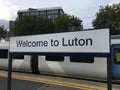 Luton name sign seen at welcoming. English Royalty Free Stock Photo