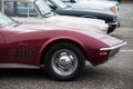 Front view of red chevrolet corvette 1975 parked in the street Royalty Free Stock Photo