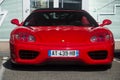 Front view of red Ferrari 360 Modena convertible car parked in the street Royalty Free Stock Photo