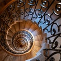 The LutyenÃ¢â¬â¢s stair, spiral stone staircase designed by Edwin Lutyens in the 1920s, located in the Ned Hotel, City of London UK Royalty Free Stock Photo