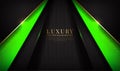 Abstract 3D luxury black and green background overlap layer on dark space with golden lines Royalty Free Stock Photo