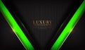 Abstract 3D luxury black and green background overlap layer on dark space with golden lines Royalty Free Stock Photo