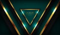 3D green luxury abstract background overlap layers on dark space with golden triangle effect decoration