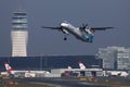 Luxair plane taking off from Vienna Airport, VIE