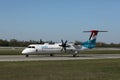 Luxair plane taxiing on runway