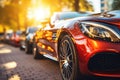 Luxary sport cars on the parking for rent or sale Royalty Free Stock Photo