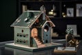 luxe birdhouse with designer furnishings and accessories