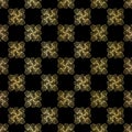 Luxe Gold Black Chess Board Style Pattern, Seamless Vector, Drawn Texture