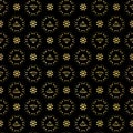 Luxe Gold Black Polka Dot Daisy Pattern, Seamless Vector, Drawn Texture