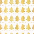 Luxe Gold Christmas Trees Pattern, Seamless Vector Background, Drawn