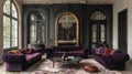 Luxe Parisian salon with velvet settees and gilded mirrors Royalty Free Stock Photo