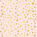 Luxe Rose Gold Polka Dots Pattern Seamless Vector, Drawn Metallic