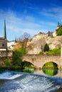 Luxembourg on Alzette river with course in summer Royalty Free Stock Photo