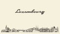 Luxembourg big skyline vector city drawn sketch