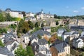 Luxembourg city, aerial view of the Old Town and Grund Royalty Free Stock Photo