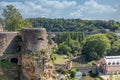 Luxembourg city, aerial view of the Old Town and Grund Royalty Free Stock Photo