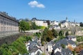 Luxembourg city, aerial view of the Old Town and Grund Royalty Free Stock Photo