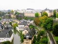 Luxembourg City with Alzette River passing through the Grund Quarter and Abbey de Neumunster. Royalty Free Stock Photo