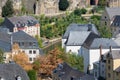 Luxembourg city, aerial view of the Old Town and Grund Royalty Free Stock Photo