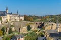 Panoramic aerial view of Luxembourg city - Old Town with defense wall Royalty Free Stock Photo