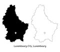 Luxembourg City, Luxembourg. Detailed Country Map with Location Pin on Capital City.