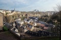 Luxembourg city skyline - Aerial view of The Grund at night with St Michaels Church on background - Luxembourg City, Luxembourg Royalty Free Stock Photo