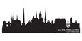 Luxembourg city skyline vector silhouette