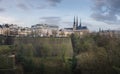 Luxembourg City skyline with Notre Dame Cathedral and Monument of Remembrance - Luxembourg City, Luxembourg