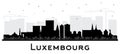 Luxembourg City Skyline Silhouette with Black Buildings Isolated on White. Vector Illustration. Luxembourg Cityscape with Royalty Free Stock Photo