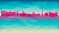 Luxembourg City Skyline Vector Silhouette. Broken Glass Abstract Geometric Dynamic Textured. Banner Background. Colorful Shape Com